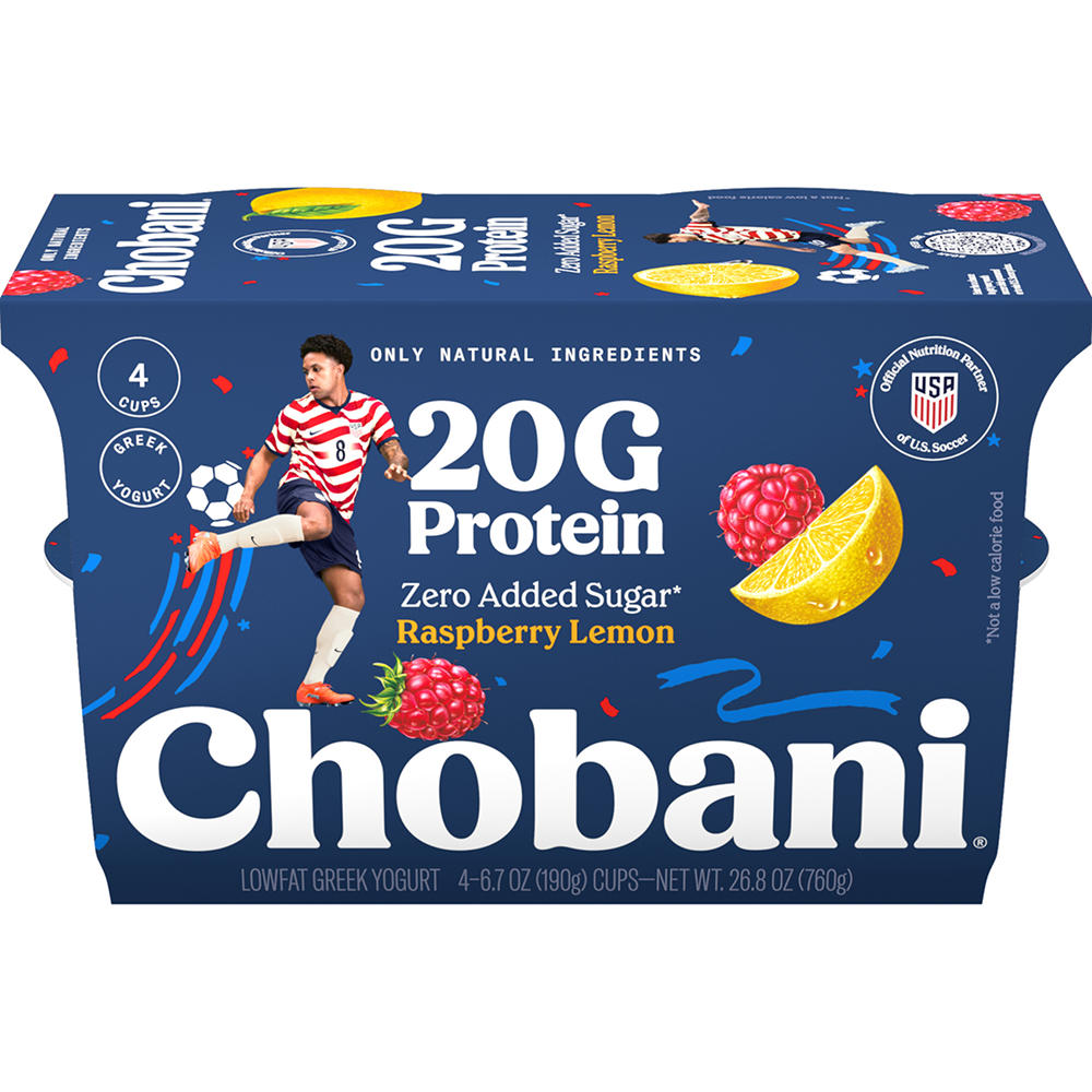 Chobani 20G Protein Low Fat Raspberry Lemon Greek Yogurt, 4 ct