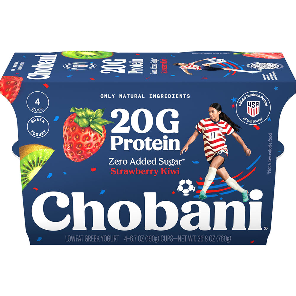 Chobani 20G Protein Strawberry Kiwi Low Fat Greek Yogurt, 4 ct