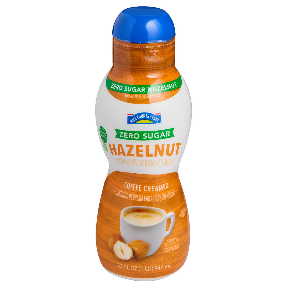Hill Country Fare Zero Sugar Coffee Creamer - Hazelnut, 32 oz