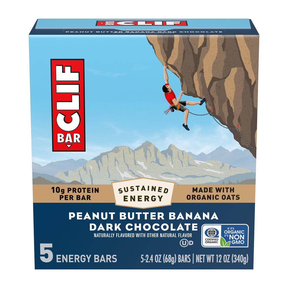 Clif Bar Peanut Butter Banana Dark Chocolate - 10g Protein, 5 ct
