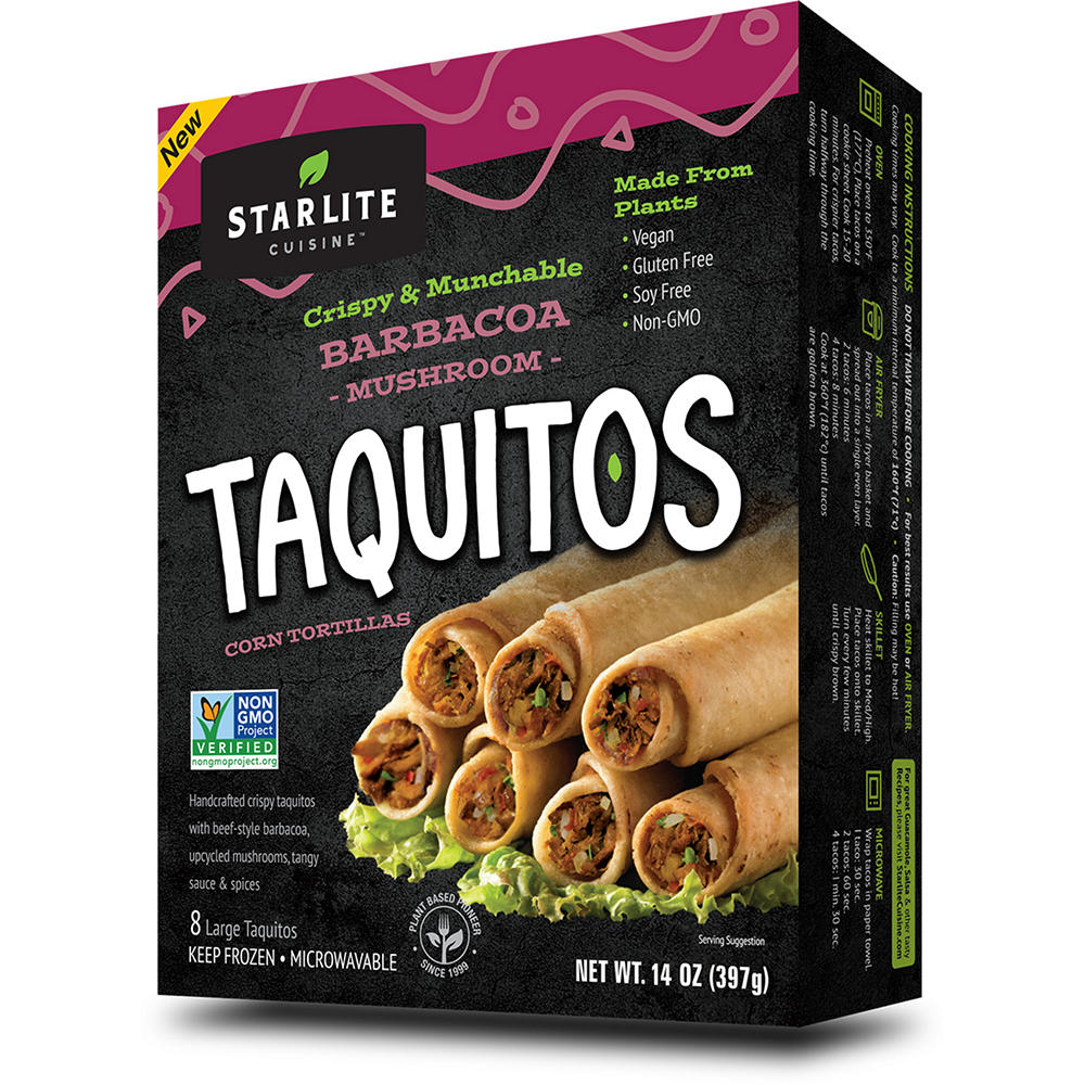 Starlite Cuisine Vegan Barbacoa Mushroom Taquitos, 8 ct