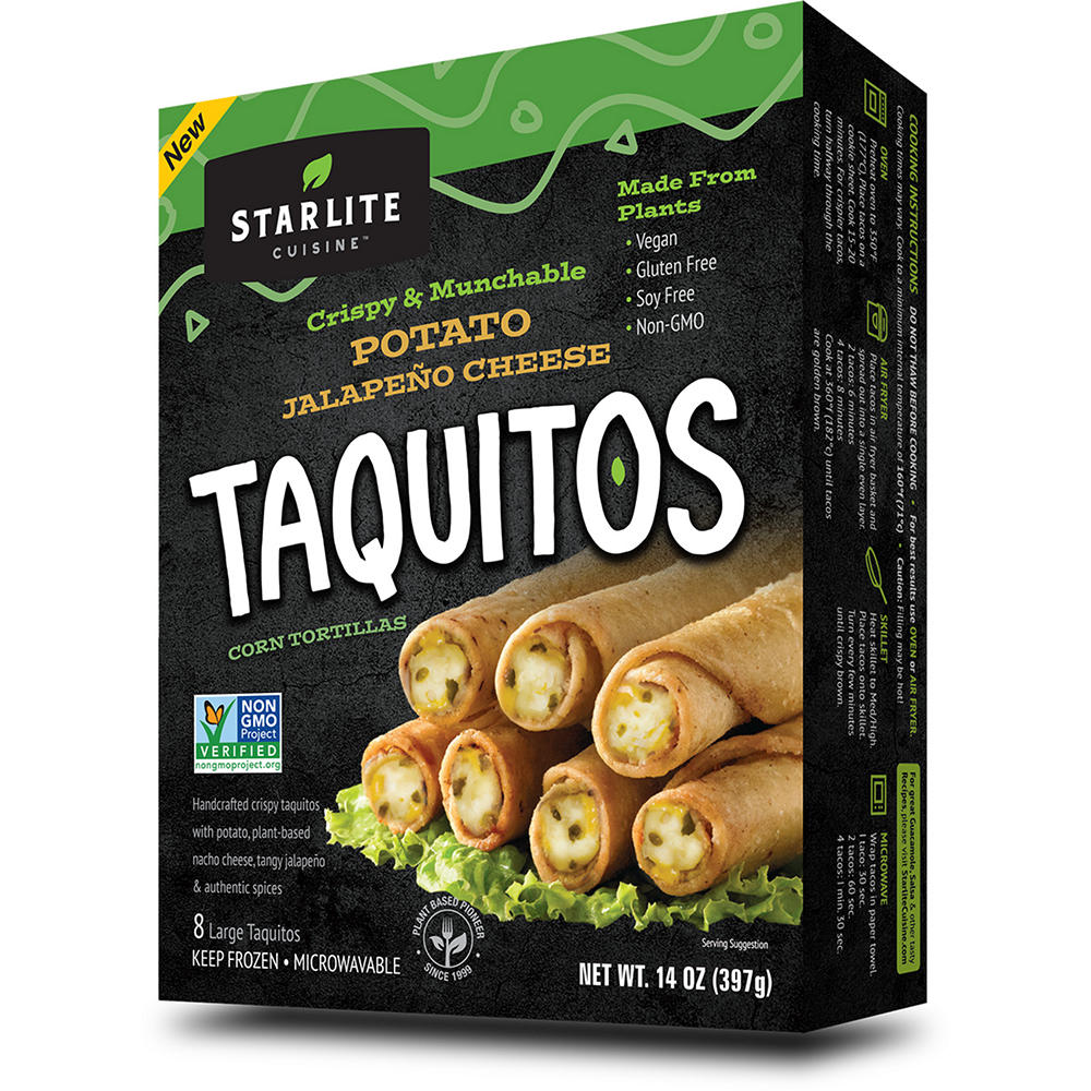 Starlite Cuisine Vegan Potato Jalapeno Cheese Taquitos, 8 ct