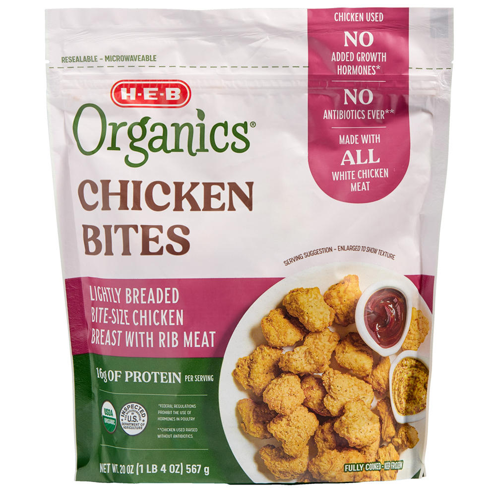 H-E-B Organics Frozen Lightly Breaded Chicken Bites, 20 oz