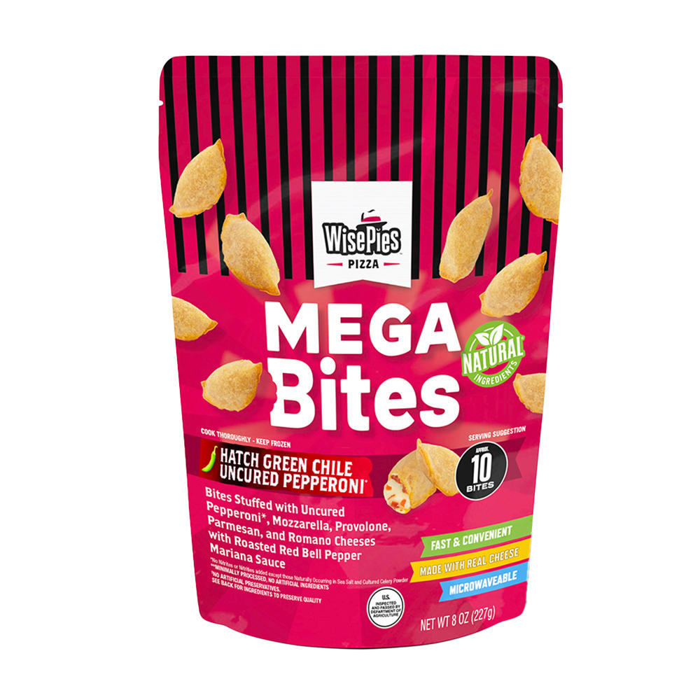 WisePies Pizza Hatch Green Chile Uncured Pepperoni Mega Bites, 8 oz