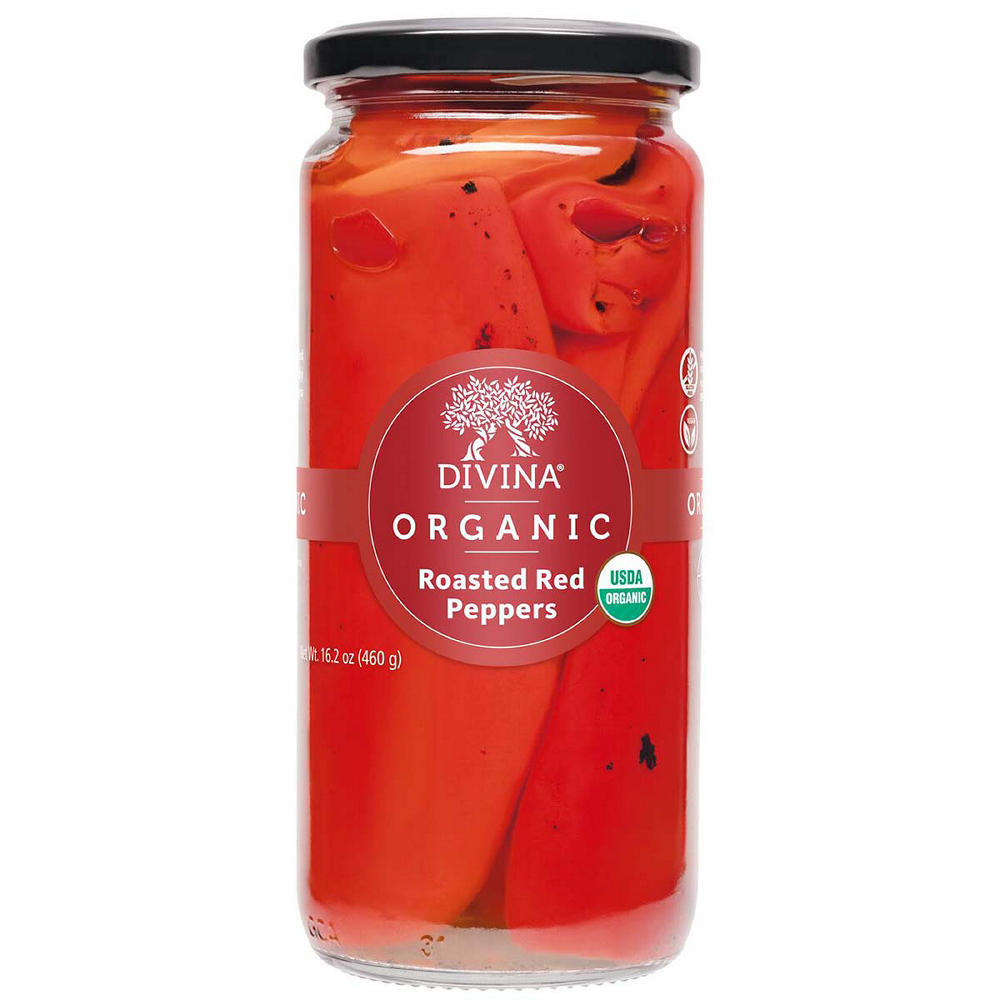 Divina Organic Roasted Red Peppers, 16.2 oz