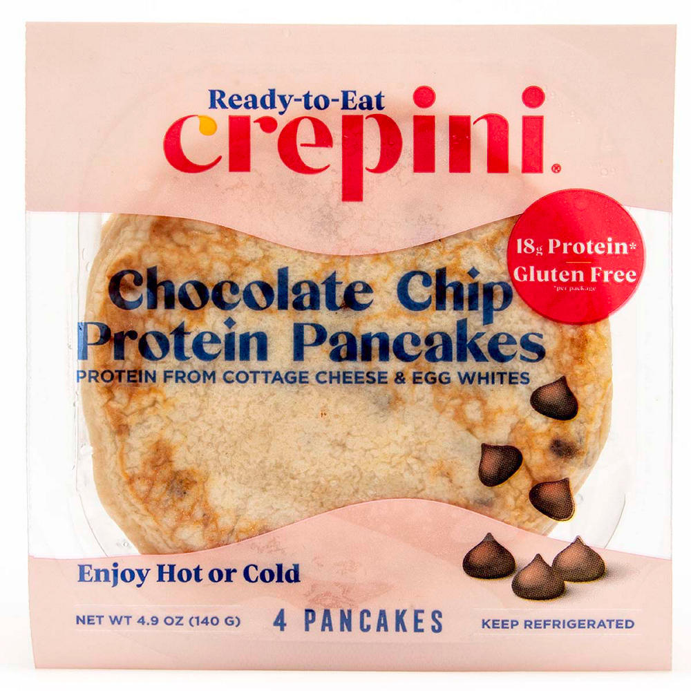 Crepini Ready to Eat 18g Protein Chocolate Chip Pancakes, 4 ct