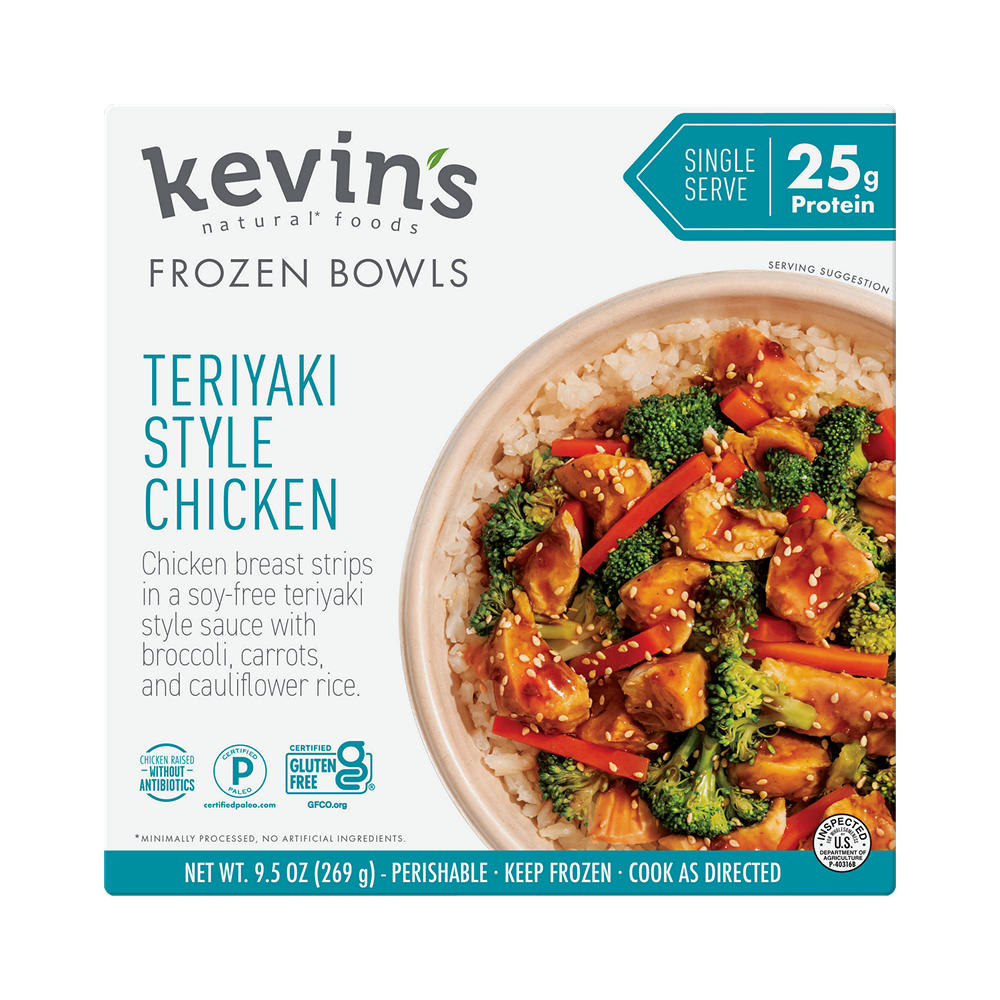 Kevin's Natural Foods Teriyaki Style Chicken Frozen Meal, 9.5 oz