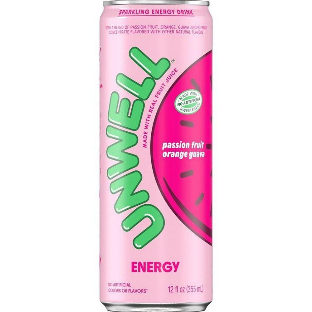 Unwell Sparkling Energy Drink - Passion Fruit Orange Guava, 12 oz