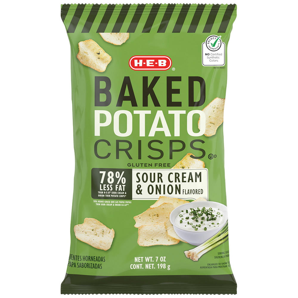 H-E-B Baked Potato Crisps - Sour Cream & Onion, 7 oz