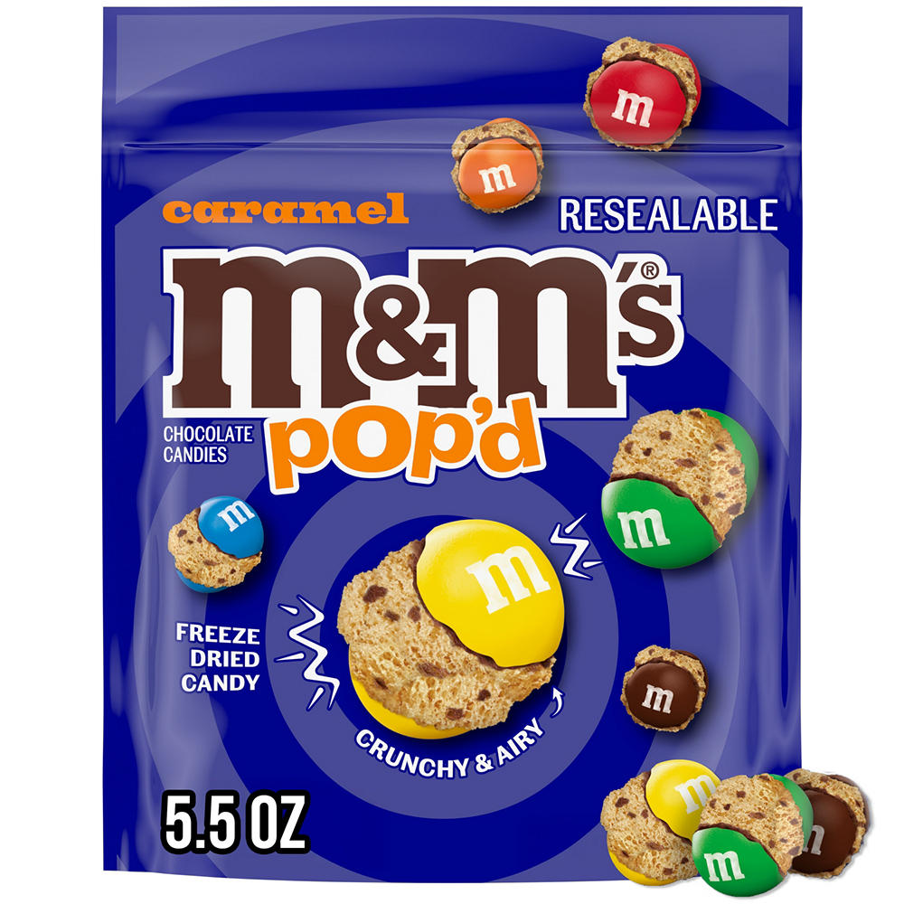 M&M'S Pop'D Caramel Milk Chocolate Crunchy Colorful Freeze-Dried Candy, 5.5 oz