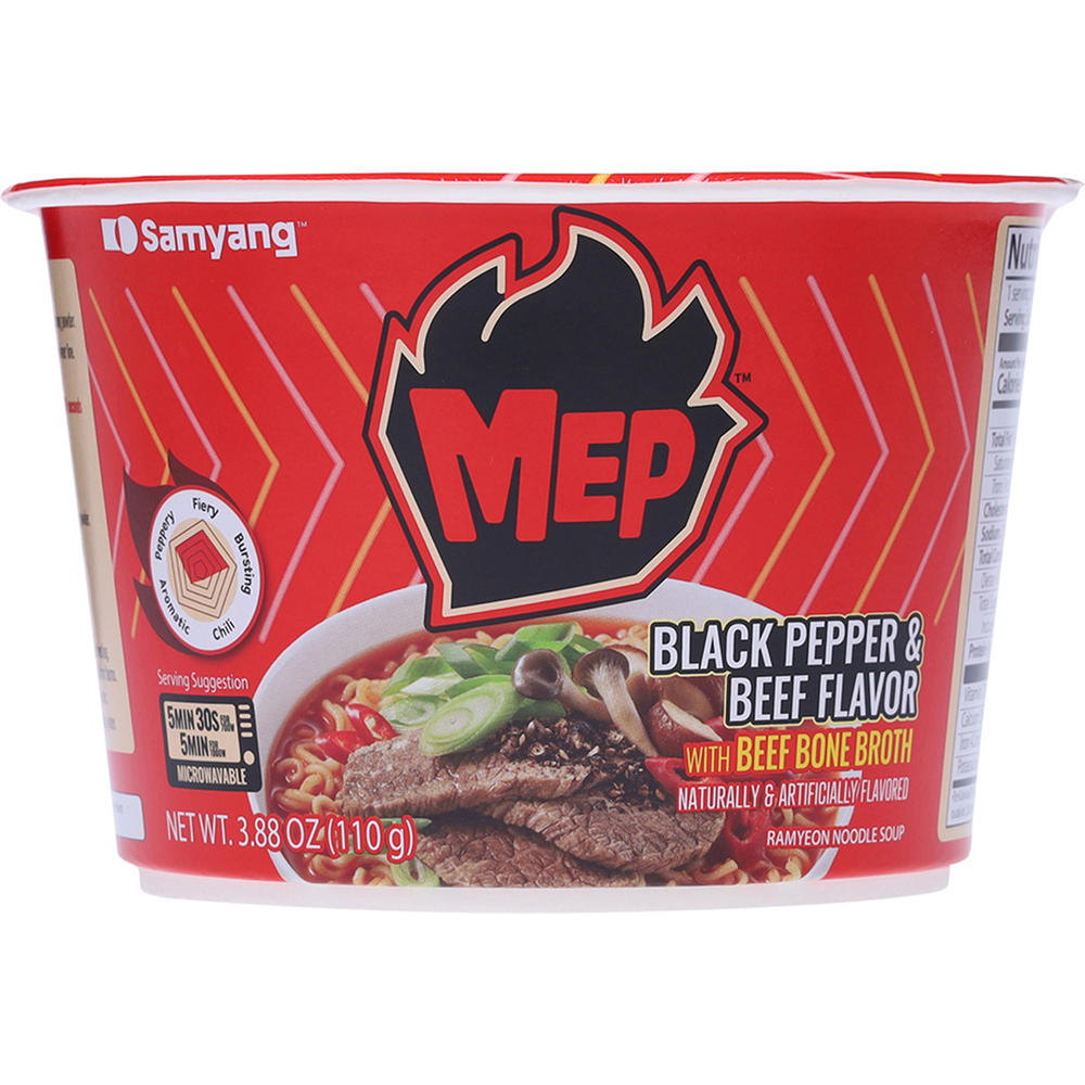 Samyang MEP Black Pepper & Beef Ramyeon Noodle Soup Big Bowl, 3.88 oz