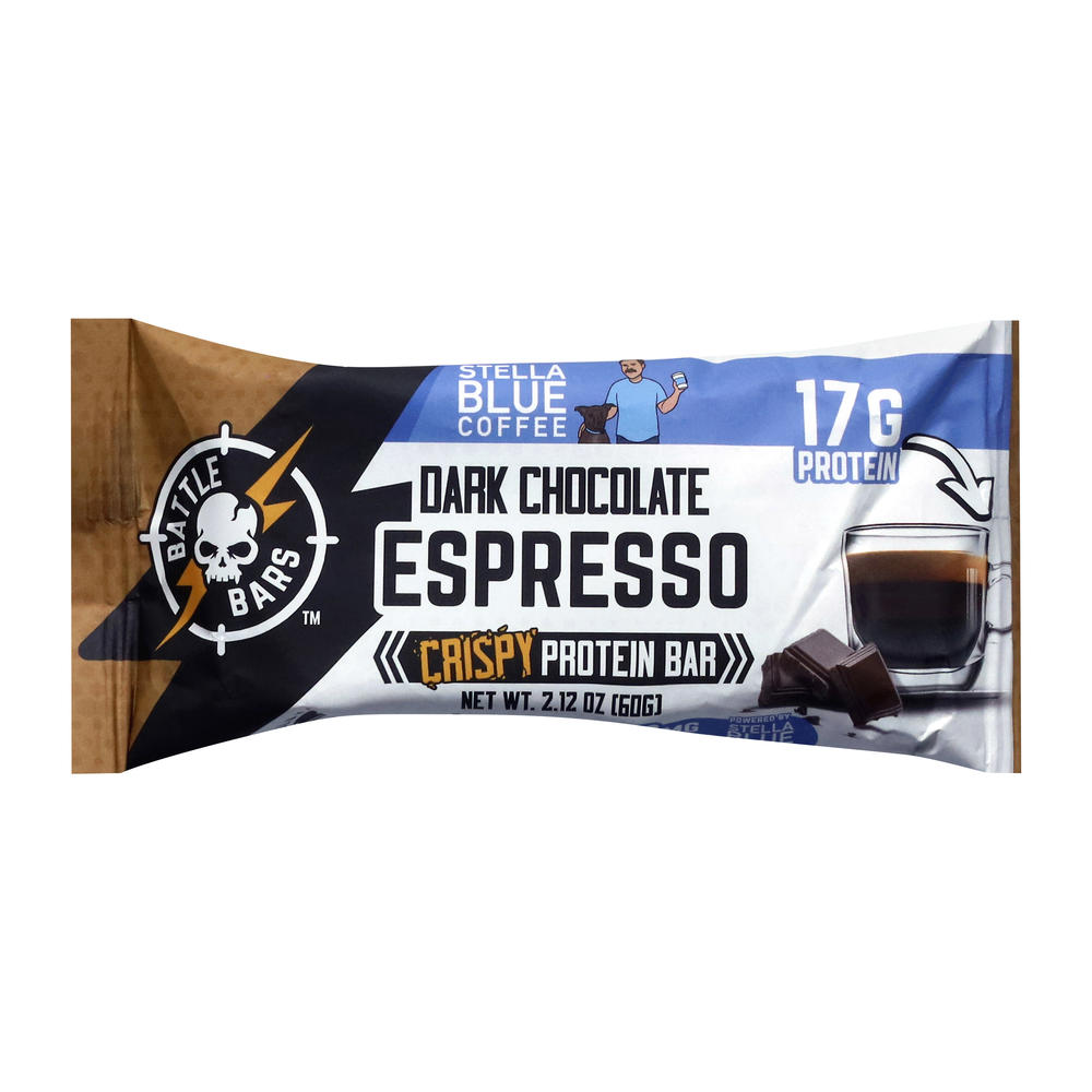 Battle Bars Stella Blue Dark Chocolate Espresso - 17g Protein Bar, 2.12 oz