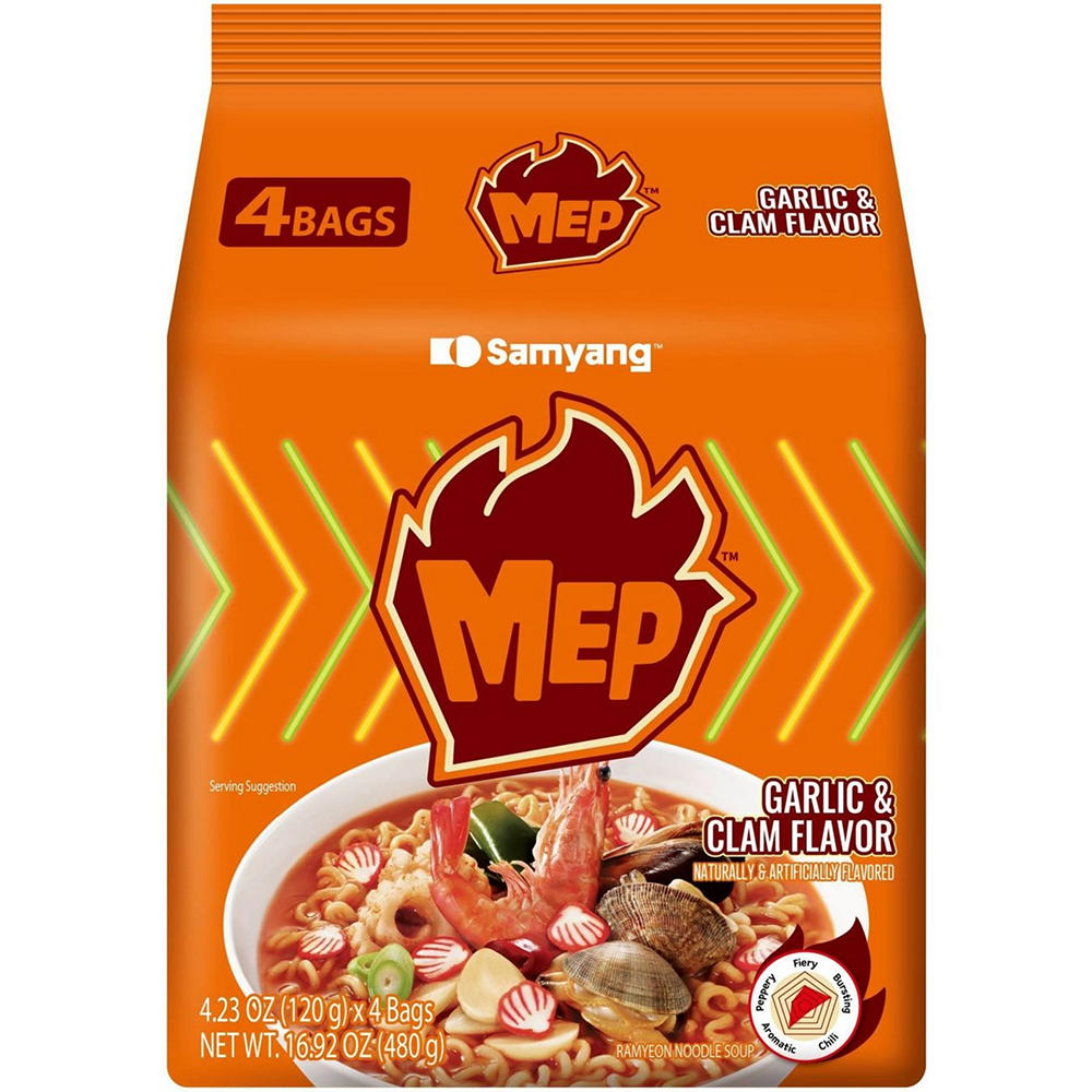 Samyang MEP Garlic & Clam Ramyeon Noodle Soup Packs, 4 ct