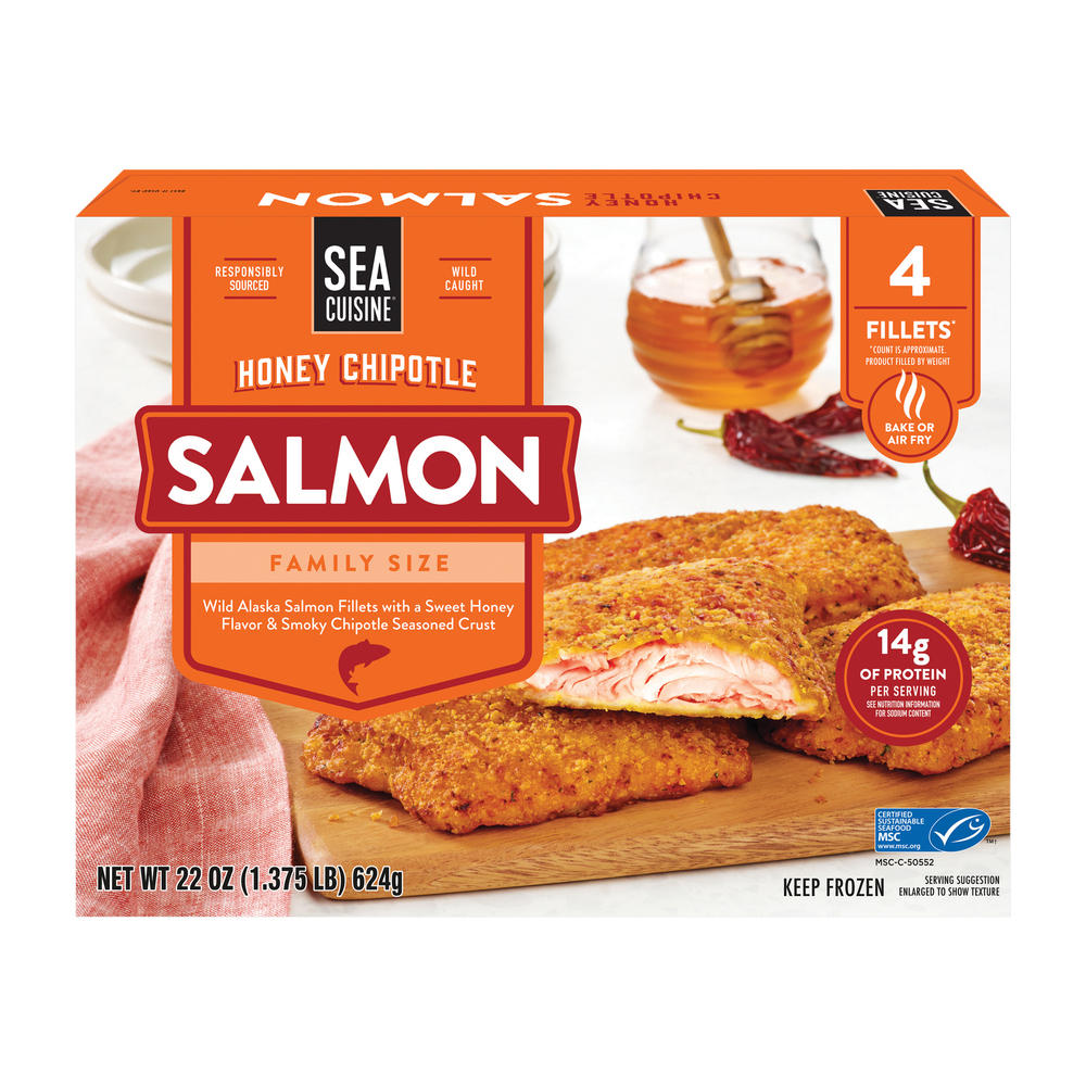 Sea Cuisine Frozen Salmon Fillets Family Size - Honey Chipotle, 4 ct