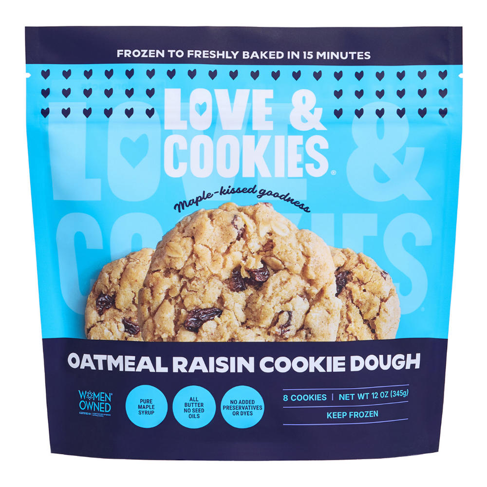 Love & Cookies Oatmeal Raisin Frozen Gourmet Cookie Dough, 12 oz