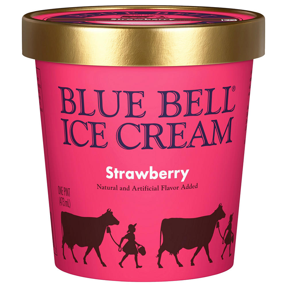 Blue Bell Strawberry Ice Cream, 1 pt