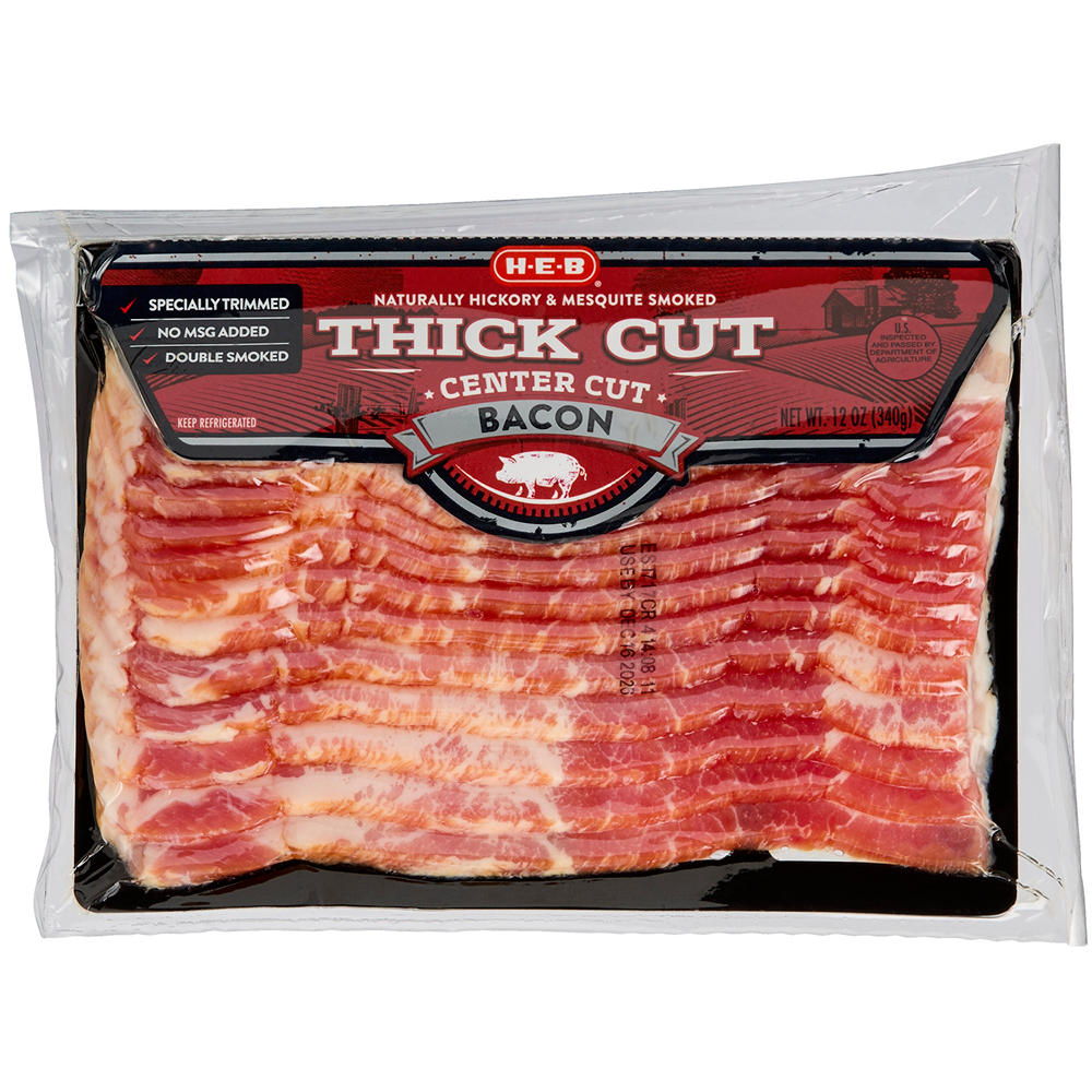 H-E-B Center Cut Thick Cut Bacon, 12 oz