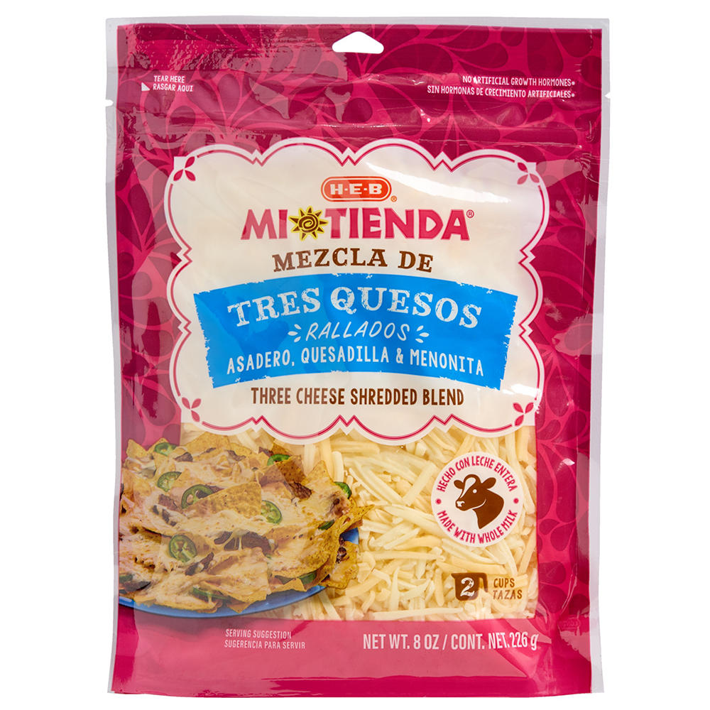 H-E-B Mi Tienda Three Cheese Blend Shredded Cheese, 8 oz