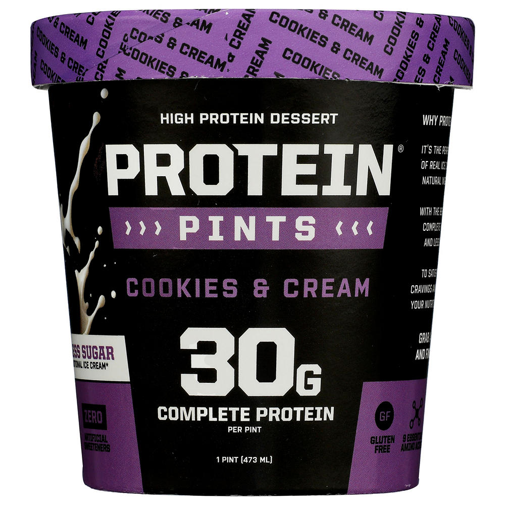 Protein Pints 30g Protein Cookies & Cream Ice Cream, 1 pt