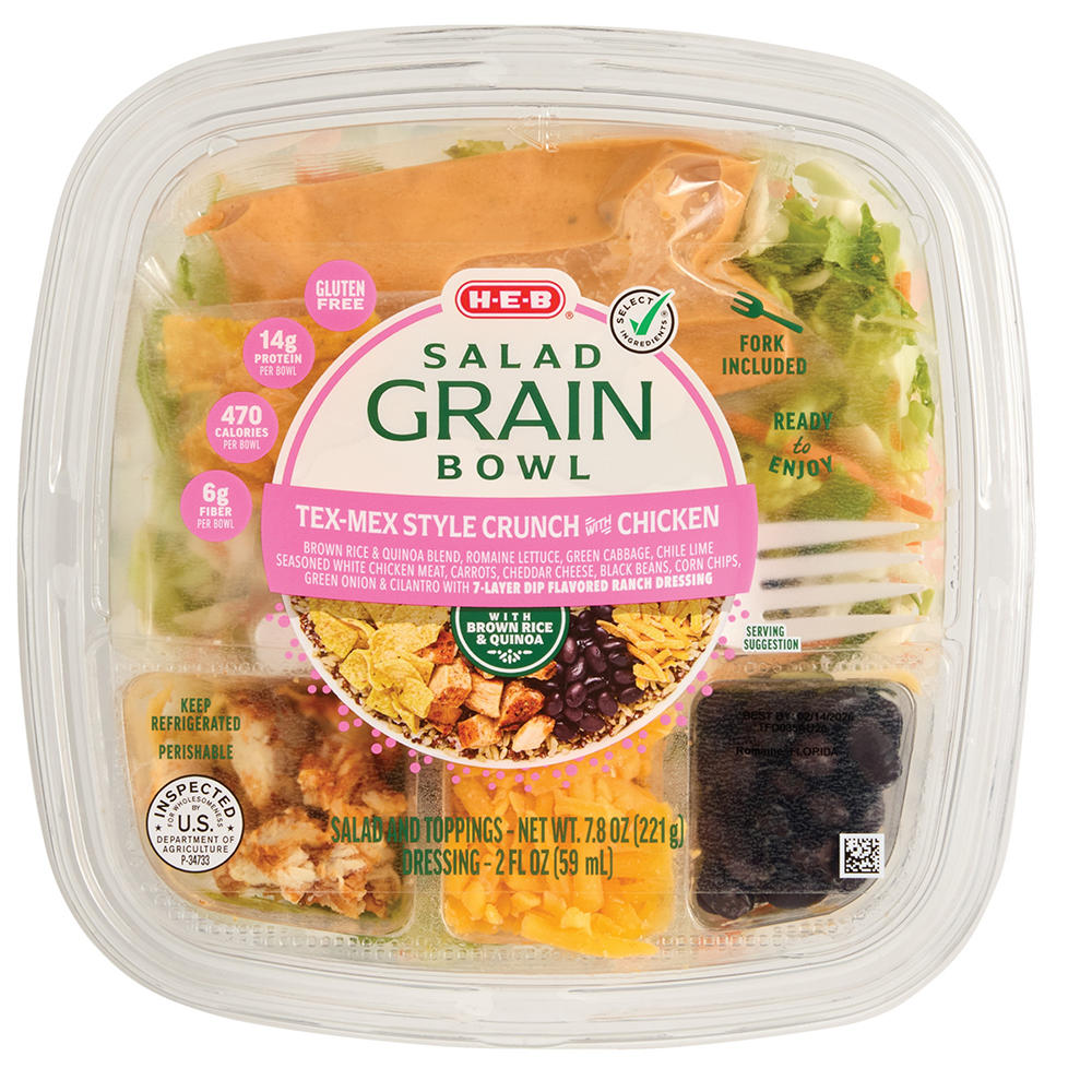 H-E-B Tex-Mex Style Crunch Grain Salad Bowl, 9.3 oz