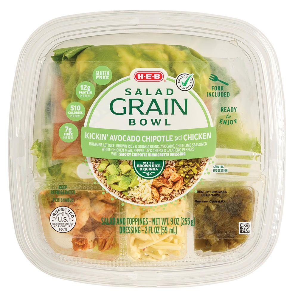 H-E-B Kickin' Avocado Chipotle Grain Salad Bowl, 10.5 oz