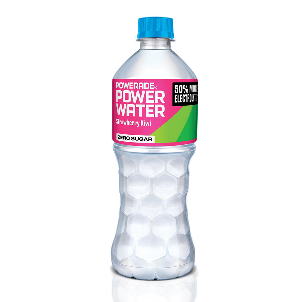 Powerade Zero Sugar Power Water Strawberry Kiwi Flavored Electrolyte Water, 20 oz