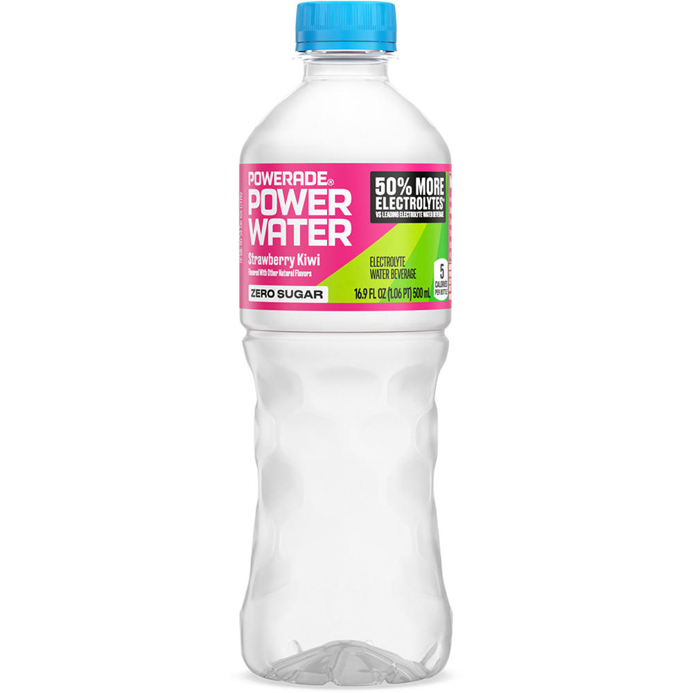 Powerade Zero Sugar Power Water Strawberry Kiwi Electrolyte Beverage 6 pk Bottles, 16.9 oz