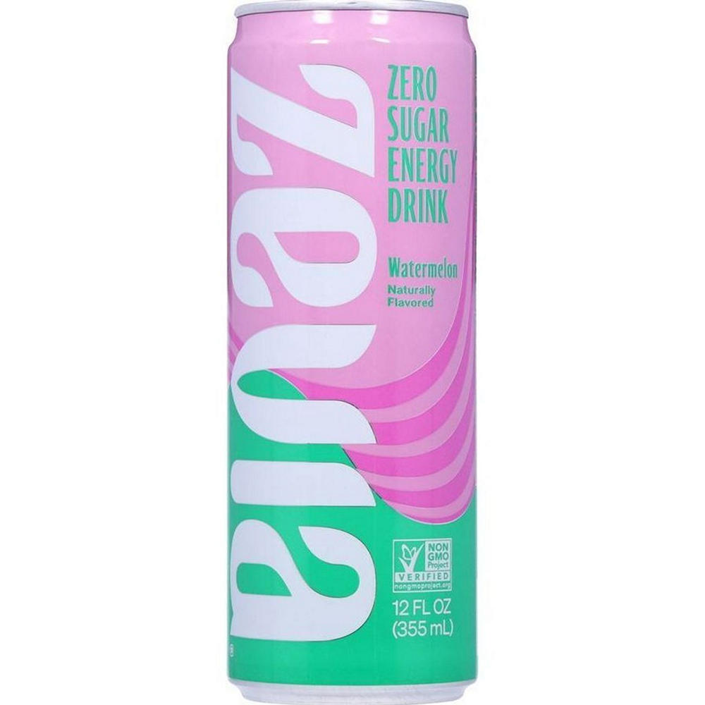 Zevia Zero Sugar Watermelon Energy Drink, 12 oz