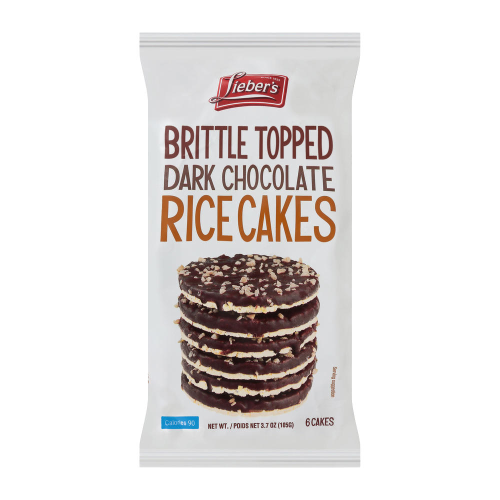 Lieber's Kosher Brittle Topped Dark Chocolate Rice Cakes, 6 ct