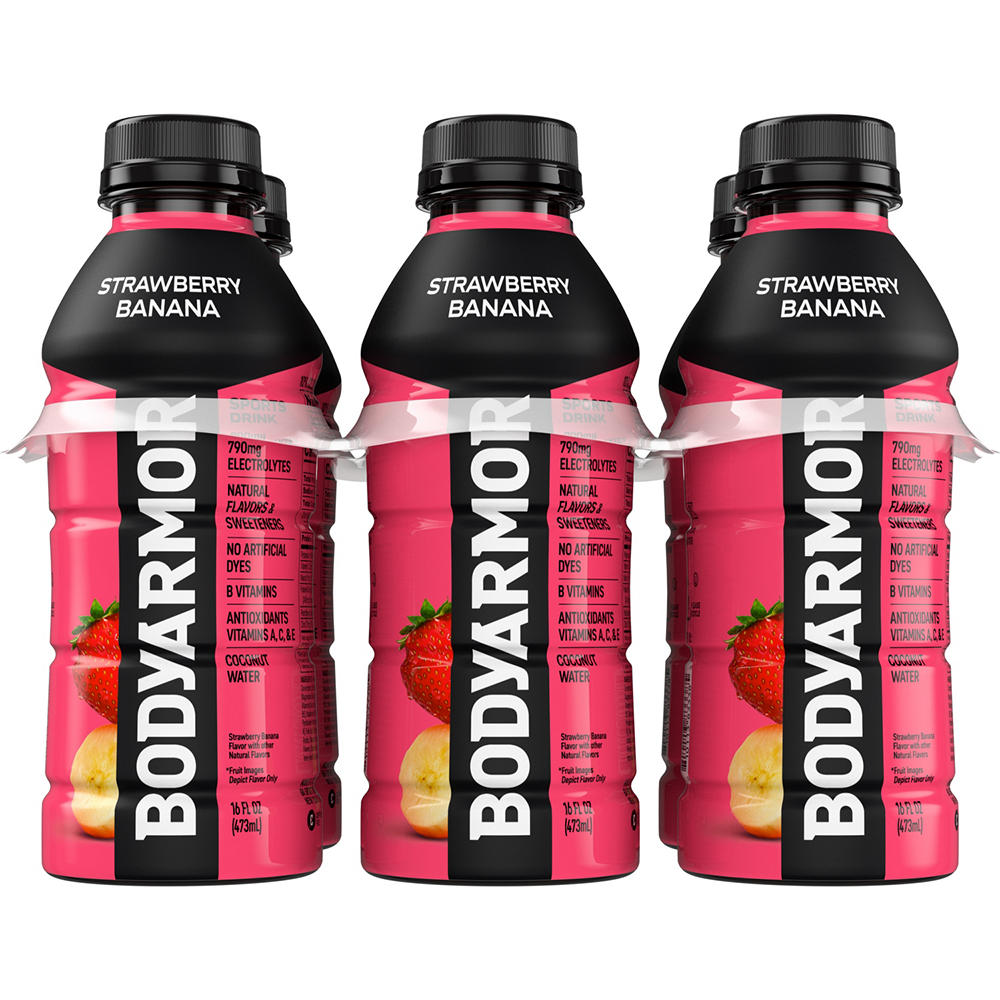 BODYARMOR Strawberry Banana Electrolyte Sports Drink 6  pk Bottles, 16 oz