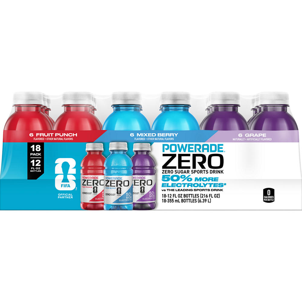 Powerade Zero Sports Drink Variety Pack 18 pk Bottles, 12 oz
