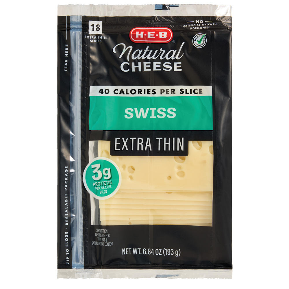 H-E-B Swiss Sliced Cheese, Extra Thin, 6.84 oz