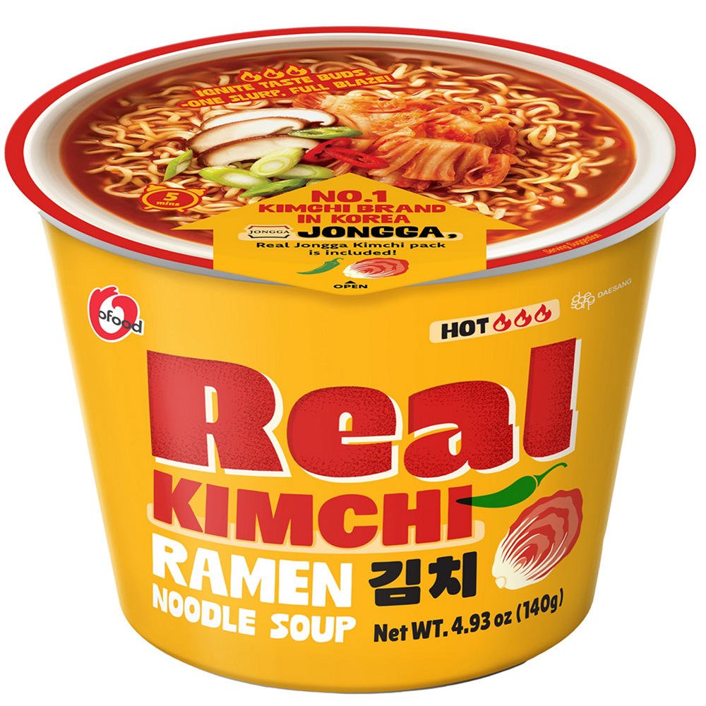 O'Food Real Kimchi Hot Ramen Noodle Soup, 4.93 oz