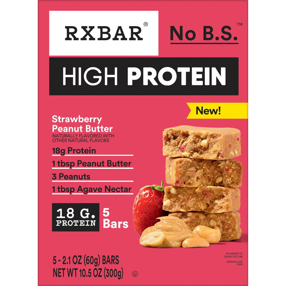 RXBAR High Protein Strawberry Peanut Butter Bars, 5 ct
