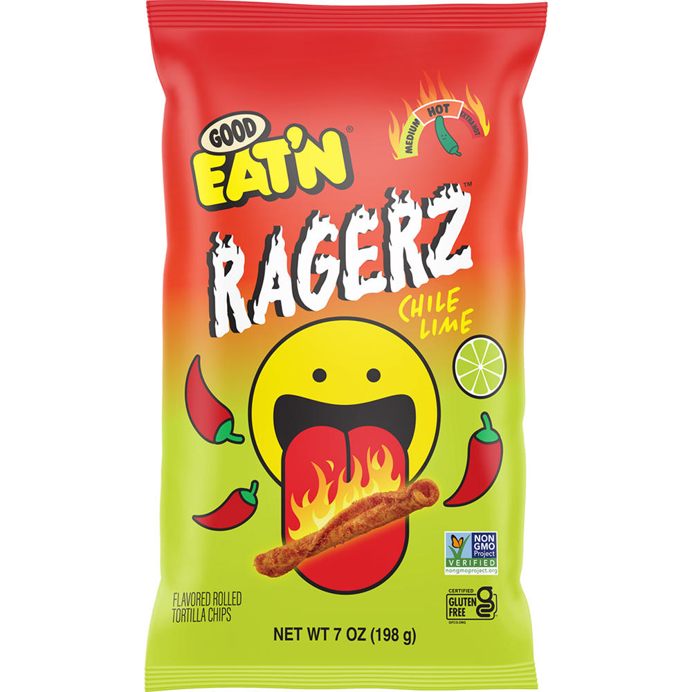 Good Eat'n Ragerz Chile Lime Rolled Tortilla Chips - Hot, 7 oz