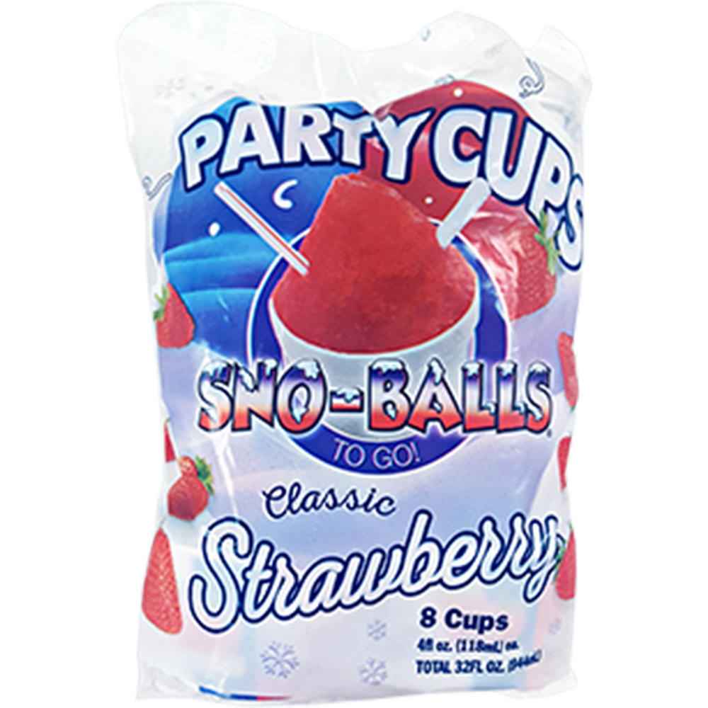 Sno-Balls To Go Classic Strawberry Party Cups, 8 ct