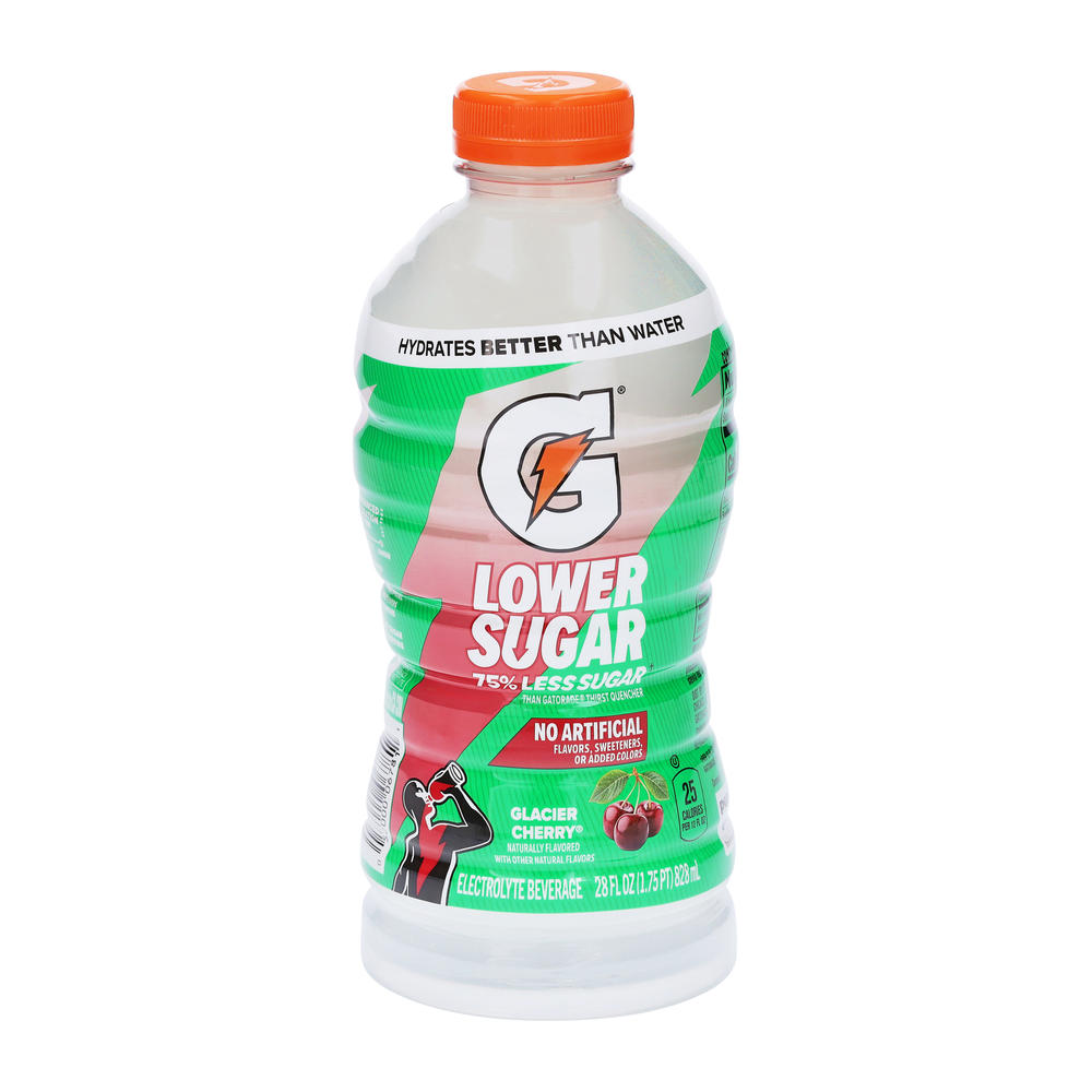 Gatorade Lower Sugar Glacier Cherry Thirst Quencher Electrolyte Sports Drink, 28 oz