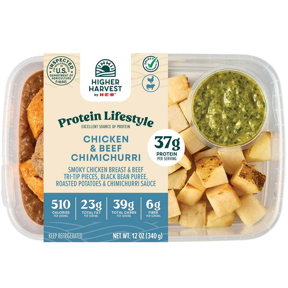Higher Harvest by H-E-B 37g Protein Lifestyle Meal - Chicken & Beef Chimichurri, 12 oz