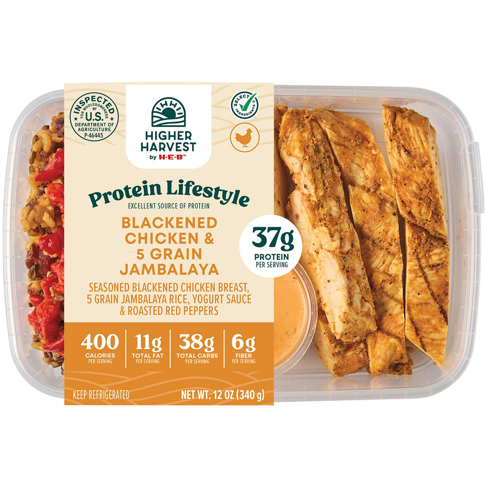 Higher Harvest by H-E-B 37g Protein Lifestyle Meal - Blackened Chicken Jambalaya, 12 oz