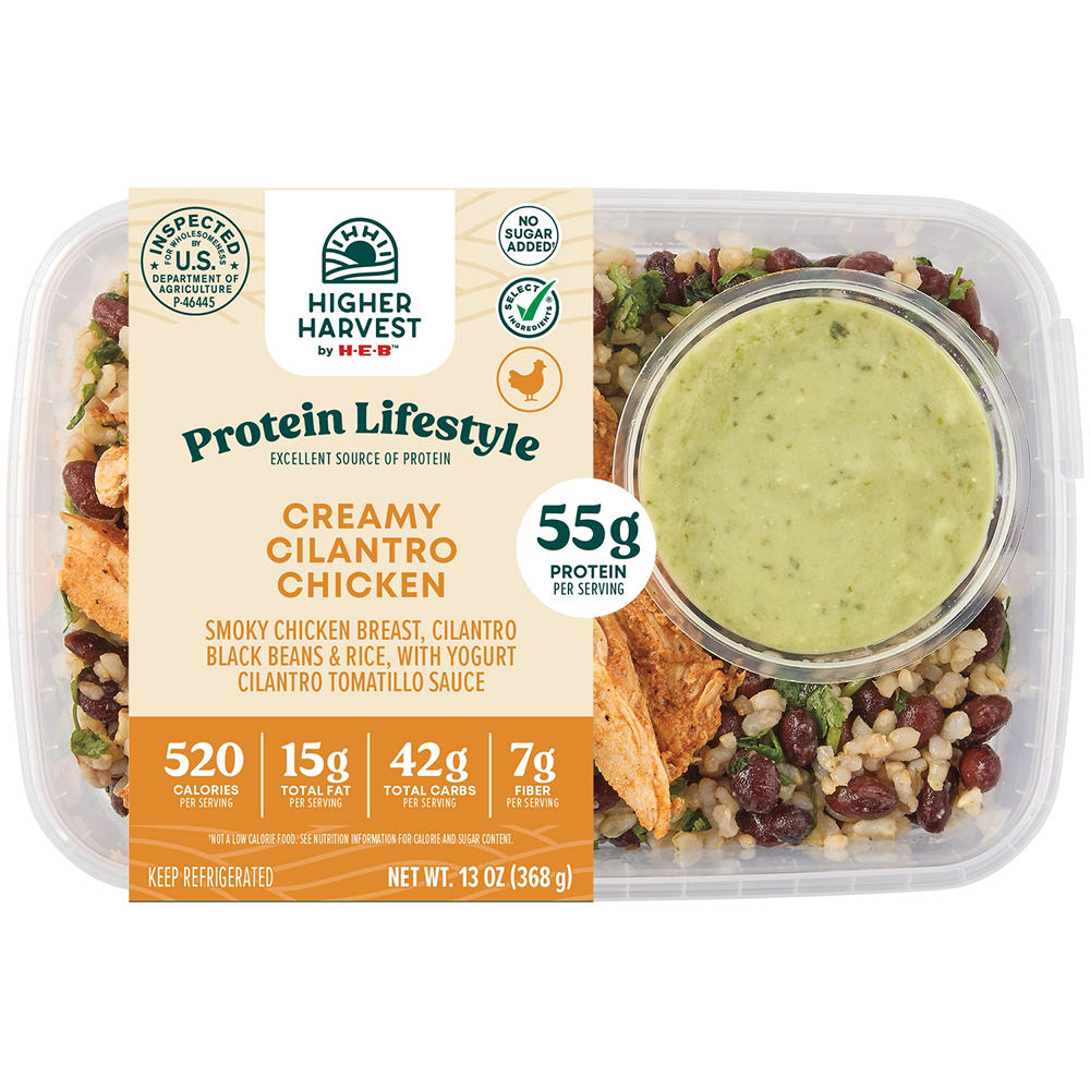 Higher Harvest by H-E-B 55g Protein Lifestyle Meal - Creamy Cilantro Chicken, 13 oz
