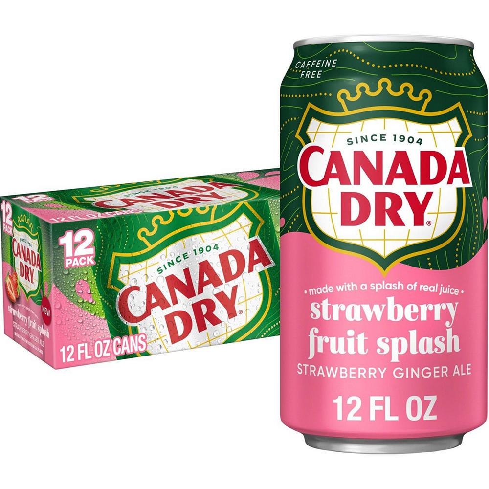 Canada Dry Fruit Splash Strawberry Ginger Ale Soda 12 pk Cans, 12 oz