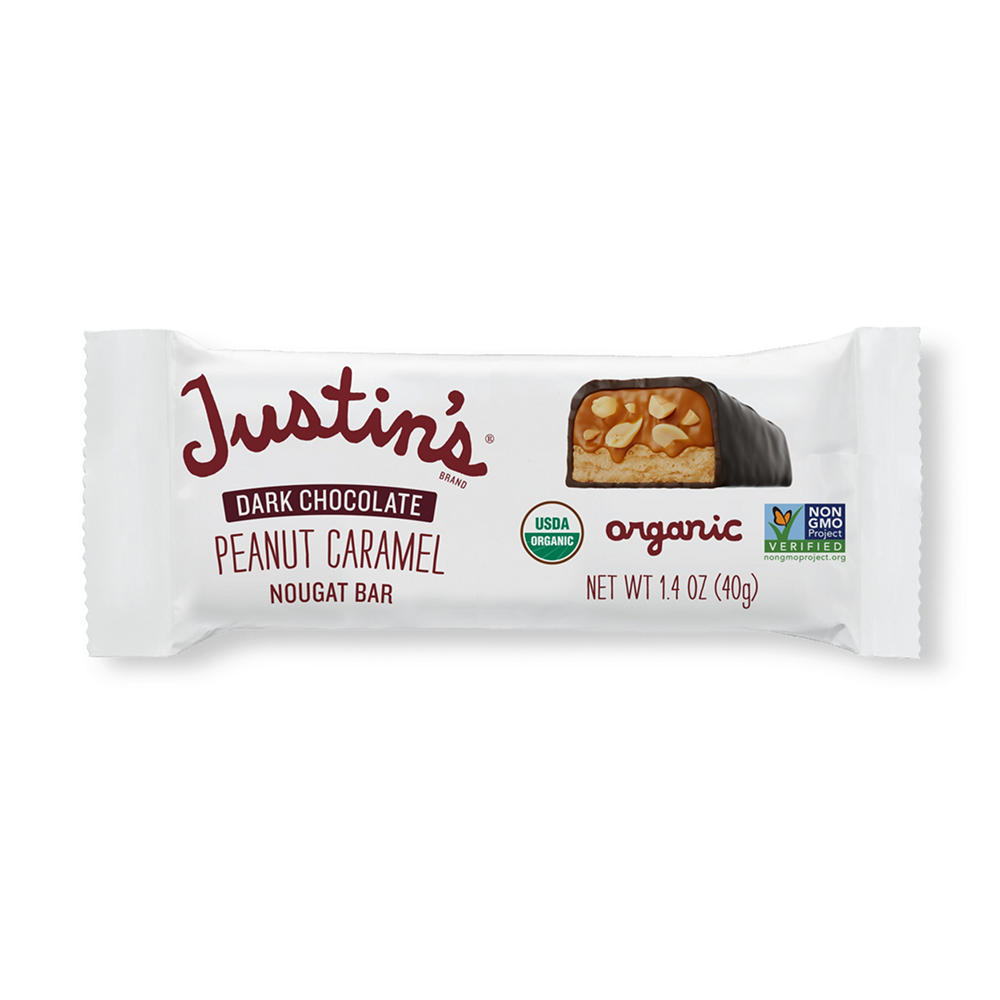 Justin's Organic Dark Chocolate Peanut Caramel Nougat Bar, 1.4 oz