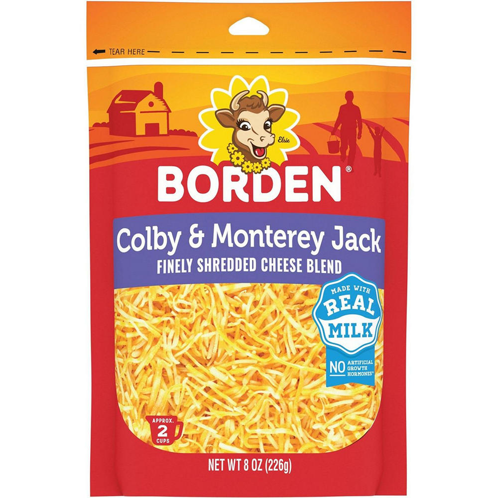 Borden Colby & Monterrey Jack Finely Shredded Cheese Blend, 8 oz