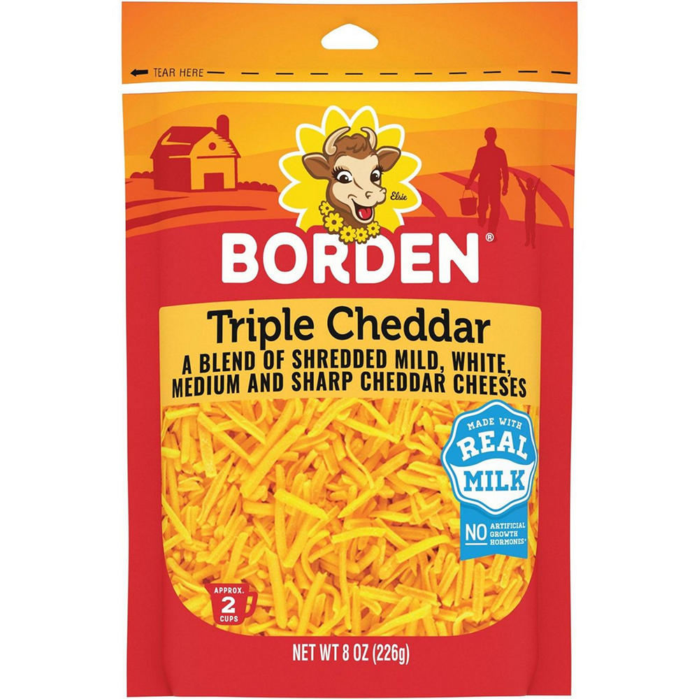 Borden Triple Cheddar Shredded Cheese Blend, 8 oz