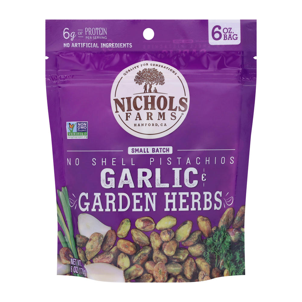 Nichols Farms No Shell Pistachios - Garlic & Garden Herbs, 6 oz