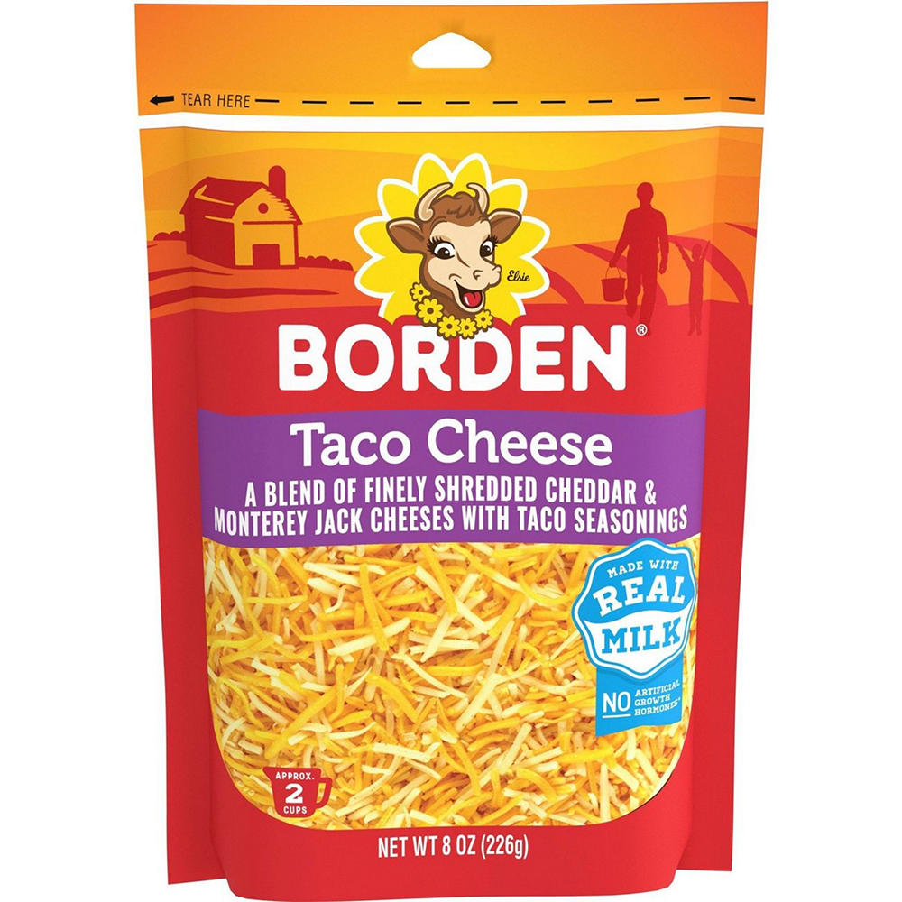 Borden Taco Cheese Finely Shredded Seasoned Blend, 8 oz