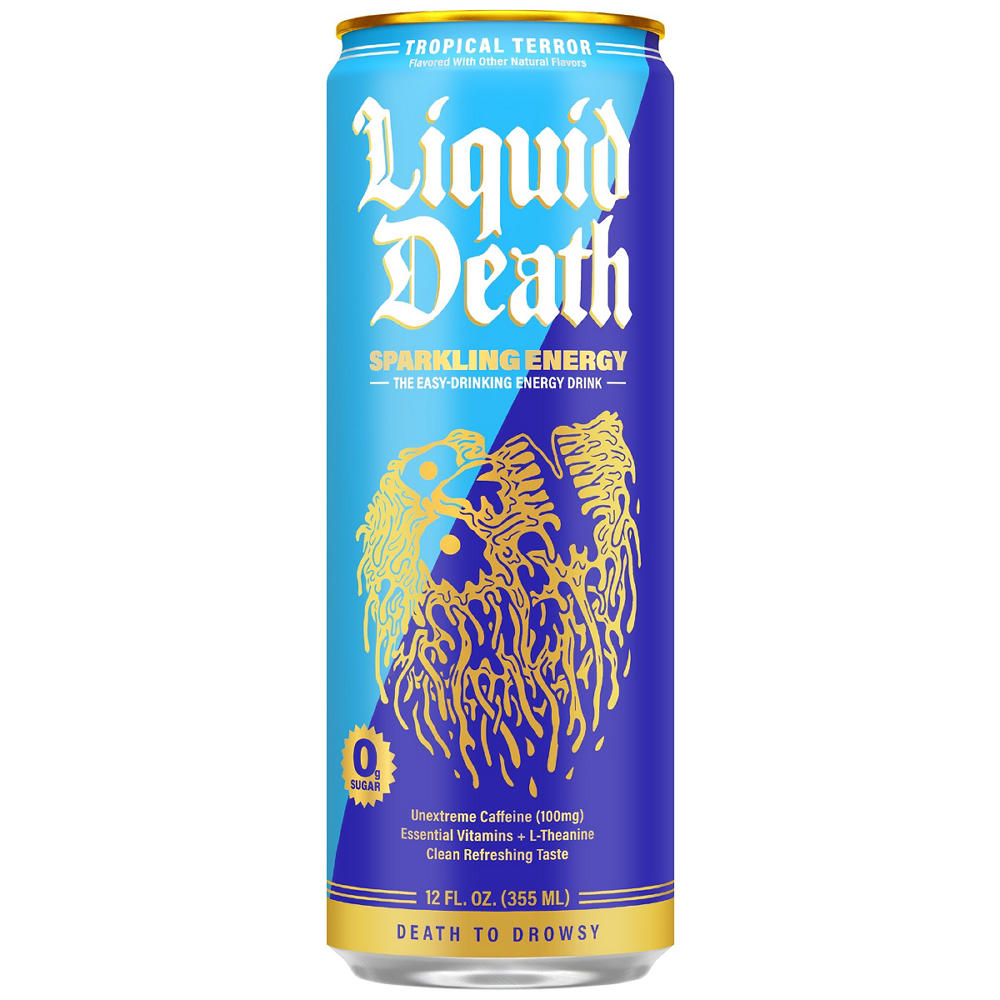 Liquid Death Zero Sugar Tropical Terror Sparkling Energy Drink, 12 oz
