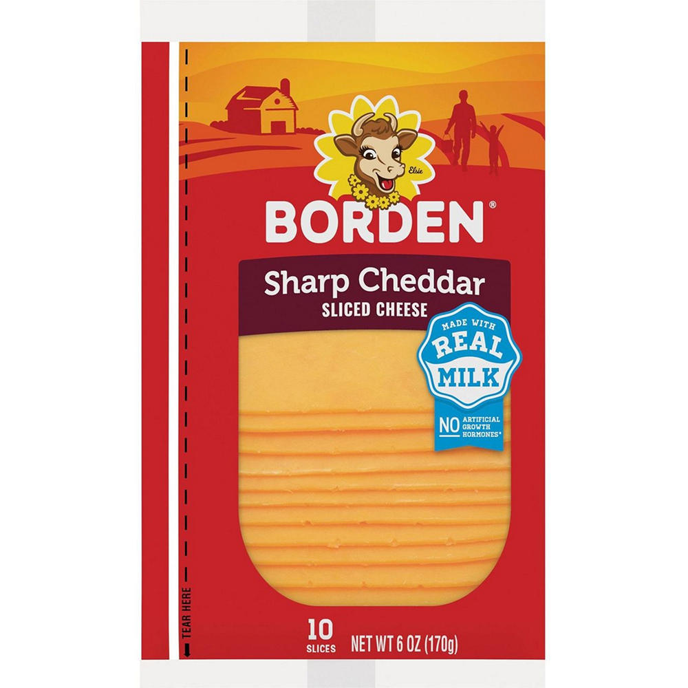 Borden Sharp Cheddar Sliced Cheese, 6 oz
