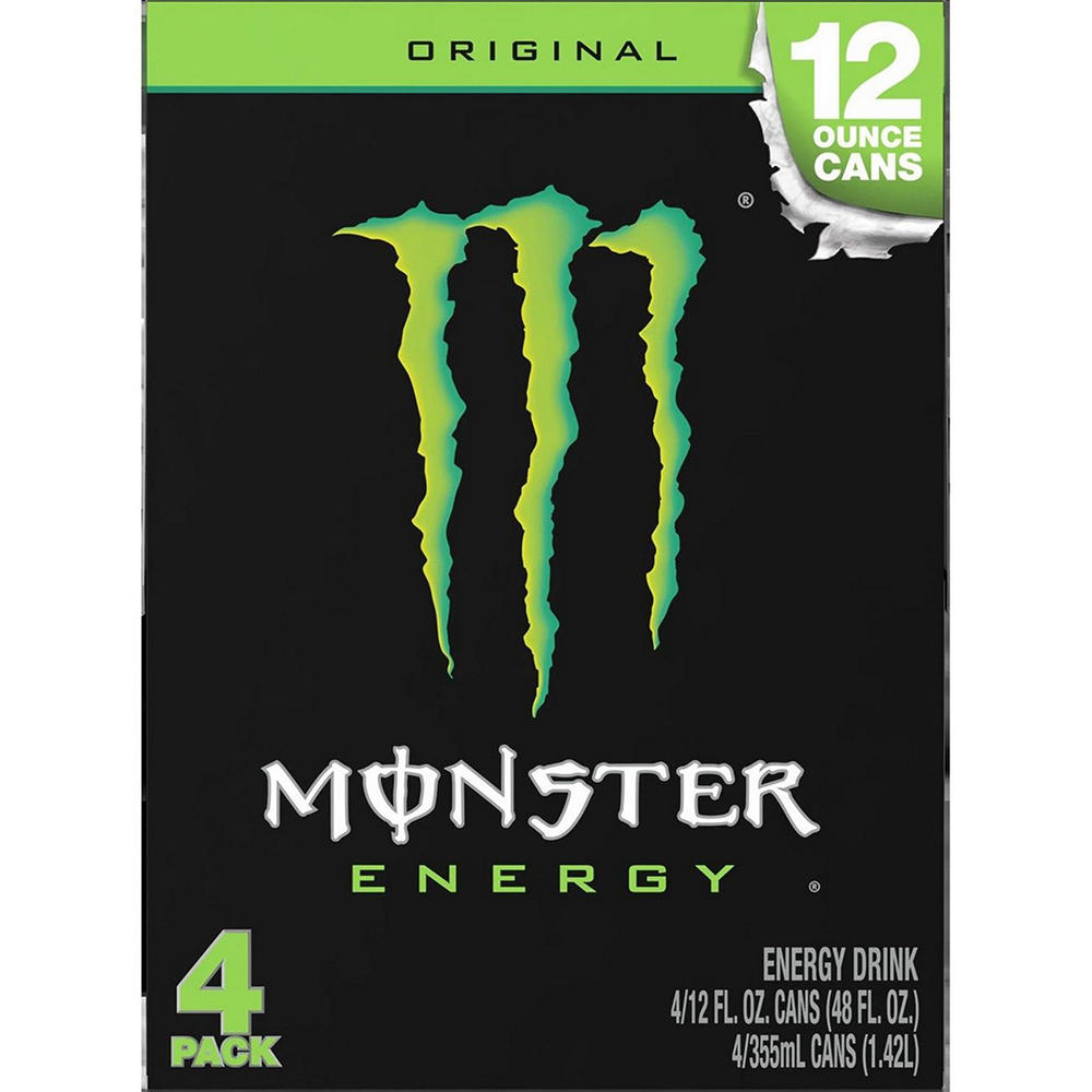 Monster Energy Original Green Energy Drink 4 pk Cans, 12 oz
