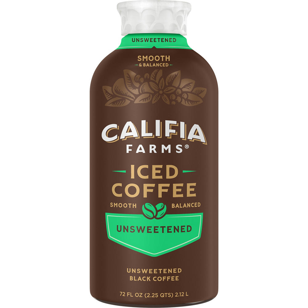 Califia Farms Original Unsweetened Black Iced Coffee, 72 oz